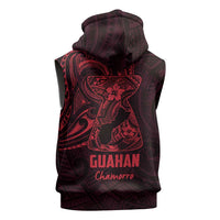 Oxblood Guam Latte Stone Tribal Tattoo Sleeveless Hoodie Hafa Adai Six 7 One - Polynesian Pride