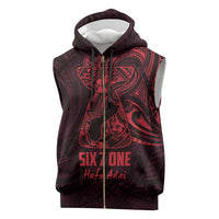 Oxblood Guam Latte Stone Tribal Tattoo Sleeveless Zip Hoodie Hafa Adai Six 7 One LT9 Oxblood - Polynesian Pride