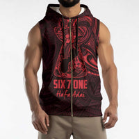 Oxblood Guam Latte Stone Tribal Tattoo Sleeveless Zip Hoodie Hafa Adai Six 7 One LT9 - Polynesian Pride
