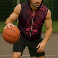 Oxblood Guam Latte Stone Tribal Tattoo Sleeveless Zip Hoodie Hafa Adai Six 7 One LT9 - Polynesian Pride