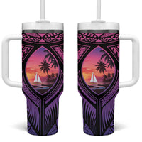 Guam Chamorro Artsy Tumbler With Handle Guahan Sunset Beach