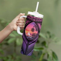 Guam Chamorro Artsy Tumbler With Handle Guahan Sunset Beach