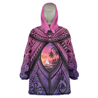 Guam Chamorro Artsy Wearable Blanket Hoodie Guahan Sunset Beach LT9 One Size Sunset - Polynesian Pride