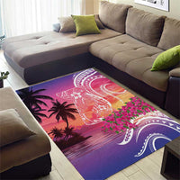 Guam Latte Stone with Map Area Rug Bougainvillea Beach Sunset
