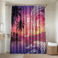 Guam Latte Stone with Map Bathroom Set Bougainvillea Beach Sunset LT9 Shower Curtain Only Sunset - Polynesian Pride