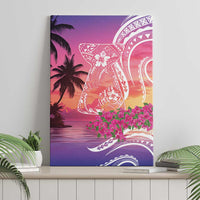 Guam Latte Stone with Map Canvas Wall Art Bougainvillea Beach Sunset