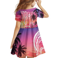 Guam Latte Stone with Map Family Matching Short Sleeve Bodycon Dress and Hawaiian Shirt Bougainvillea Beach Sunset