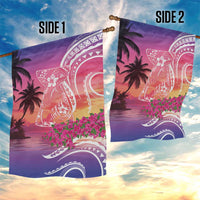 Guam Latte Stone with Map Garden Flag Bougainvillea Beach Sunset