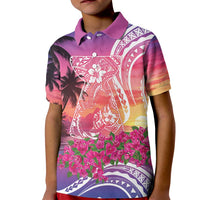 Guam Latte Stone with Map Kid Polo Shirt Bougainvillea Beach Sunset