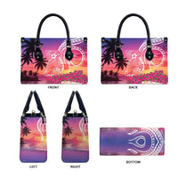 Guam Latte Stone with Map Leather Bag Bougainvillea Beach Sunset - Polynesian Pride