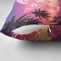 Guam Latte Stone with Map Pillow Cover Bougainvillea Beach Sunset - Polynesian Pride