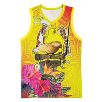 Papua New Guinea Cultural Tropical Flowers Basketball Jersey LT9 Unisex Gold - Polynesian Pride