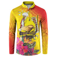 Papua New Guinea Cultural Tropical Flowers Button Sweatshirt