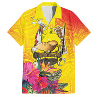 Papua New Guinea Cultural Tropical Flowers Family Matching Puletasi and Hawaiian Shirt