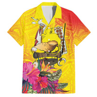 Papua New Guinea Cultural Tropical Flowers Family Matching Short Sleeve Bodycon Dress and Hawaiian Shirt