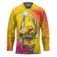 Papua New Guinea Cultural Tropical Flowers Hockey Jersey LT9 Unisex Gold - Polynesian Pride