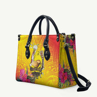Papua New Guinea Cultural Tropical Flowers Leather Bag LT9 Gold - Polynesian Pride