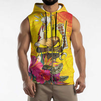 Papua New Guinea Cultural Tropical Flowers Sleeveless Zip Hoodie LT9 - Polynesian Pride