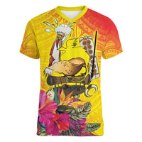 Papua New Guinea Cultural Tropical Flowers Women V-Neck T-Shirt