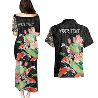 Personalized Japanese Koi Fish Couples Matching Puletasi and Hawaiian Shirt with Polynesian Pattern LT9 - Polynesian Pride
