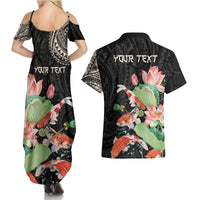 Personalized Japanese Koi Fish Couples Matching Summer Maxi Dress and Hawaiian Shirt with Polynesian Pattern LT9 - Polynesian Pride