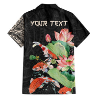 Personalized Japanese Koi Fish Family Matching Long Sleeve Bodycon Dress and Hawaiian Shirt with Polynesian Pattern