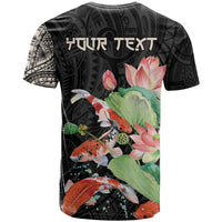 Personalized Japanese Koi Fish T Shirt with Polynesian Pattern