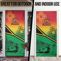 Hapi 45th Indipendens Dei Vanuatu Door Cover Yumi 1980 with Vanuatuan Beach Landscape - Polynesian Pride