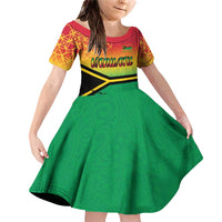 Hapi 45th Indipendens Dei Vanuatu Family Matching Off Shoulder Short Dress and Hawaiian Shirt Yumi 1980 with Vanuatuan Beach Landscape