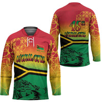 Hapi 45th Indipendens Dei Vanuatu Hockey Jersey Yumi 1980 with Vanuatuan Beach Landscape LT9 - Polynesian Pride