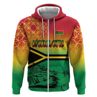 Hapi 45th Indipendens Dei Vanuatu Hoodie Yumi 1980 with Vanuatuan Beach Landscape