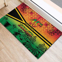 Hapi 45th Indipendens Dei Vanuatu Rubber Doormat Yumi 1980 with Vanuatuan Beach Landscape LT9 - Polynesian Pride