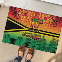 Hapi 45th Indipendens Dei Vanuatu Rubber Doormat Yumi 1980 with Vanuatuan Beach Landscape LT9 - Polynesian Pride