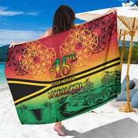 Hapi 45th Indipendens Dei Vanuatu Sarong Yumi 1980 with Vanuatuan Beach Landscape LT9 One Size 44 x 66 inches Red - Polynesian Pride