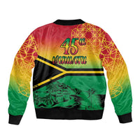 Hapi 45th Indipendens Dei Vanuatu Sleeve Zip Bomber Jacket Yumi 1980 with Vanuatuan Beach Landscape LT9 - Polynesian Pride