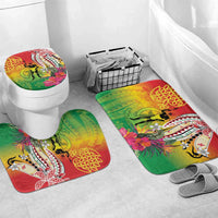 Vanuatu 45th Anniversary Bathroom Set Polynesian with Sand Drawing Pattern LT9 Mat Set Only (3 pcs) One Size Red - Polynesian Pride