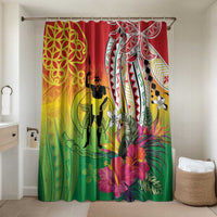 Vanuatu 45th Anniversary Bathroom Set Polynesian with Sand Drawing Pattern LT9 Shower Curtain Only Red - Polynesian Pride