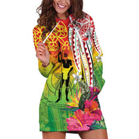 Vanuatu 45th Anniversary Hoodie Dress Polynesian with Sand Drawing Pattern