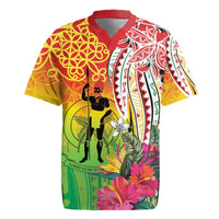Vanuatu 45th Anniversary Rugby Jersey Polynesian with Sand Drawing Pattern