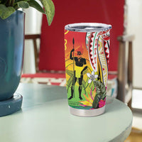 Vanuatu 45th Anniversary Tumbler Cup Polynesian with Sand Drawing Pattern