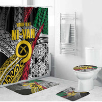 Vanuatu Proud to be Ni-van Personalised Bathroom Set with Mutis En Atan Patterns LT9 Bathroom Set (4 pcs) Black - Polynesian Pride