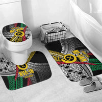 Vanuatu Proud to be Ni-van Personalised Bathroom Set with Mutis En Atan Patterns LT9 Mat Set Only (3 pcs) One Size Black - Polynesian Pride