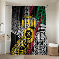 Vanuatu Proud to be Ni-van Personalised Bathroom Set with Mutis En Atan Patterns LT9 Shower Curtain Only Black - Polynesian Pride