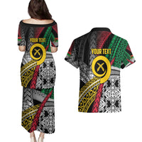 Vanuatu Proud to be Ni-van Personalised Couples Matching Puletasi and Hawaiian Shirt with Mutis En Atan Patterns