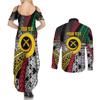 Vanuatu Proud to be Ni-van Personalised Couples Matching Summer Maxi Dress and Long Sleeve Button Shirt with Mutis En Atan Patterns LT9 - Polynesian Pride