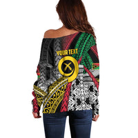 Vanuatu Proud to be Ni-van Personalised Off Shoulder Sweater with Mutis En Atan Patterns