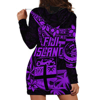 Fiji Islands Hoodie Dress Coat of Arms Fijian Flower Polynesian Pattern - Purple LT9 - Polynesian Pride