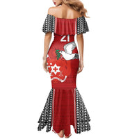 Custom Tonga Rugby Family Matching Mermaid Dress and Hawaiian Shirt Mate Maa Kupesi Style