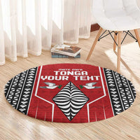 Custom Tonga Rugby Round Carpet Mate Maa Kupesi Style LT9 - Polynesian Pride