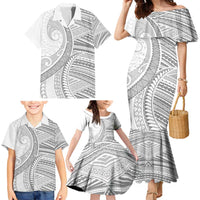 American Samoa White Sunday Family Matching Mermaid Dress and Hawaiian Shirt Polynesian Lotu Tamaiti - Polynesian Pride